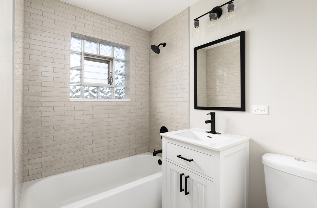 Custom tile and vanity upgrades in a Warwick Rhode Island bathroom renovation