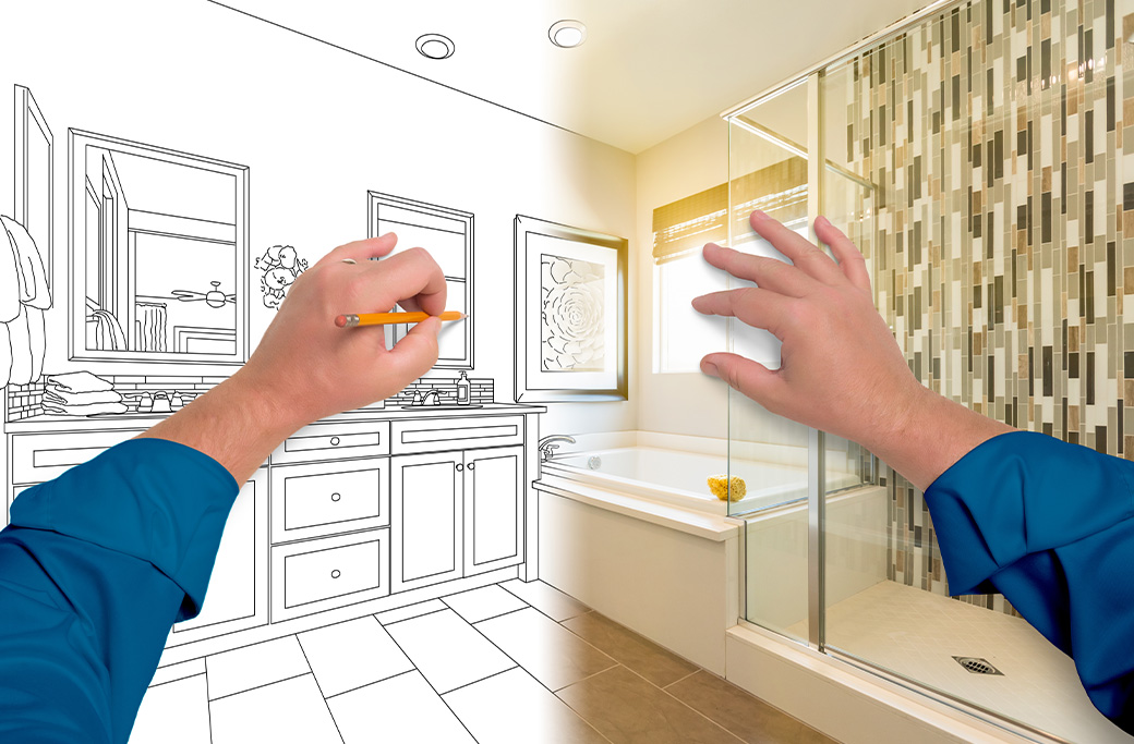 Bathroom remodel planning documents and permit preparation