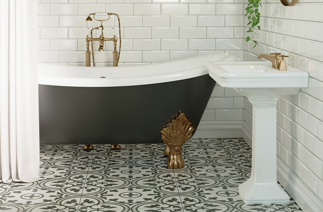 Small bathroom remodel with light tile behind tub in Rhode Island