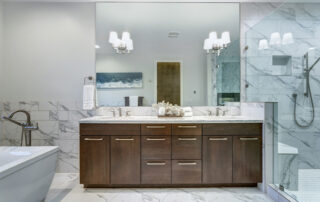 Bathroom remodeling project with modern walk-in shower in an East Greenwich Rhode Island home